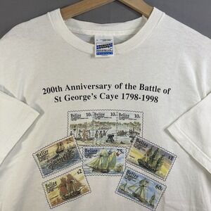 Vintage Screen Stars Best Battle Of St George Caye Men's Large Post Stamp Tee